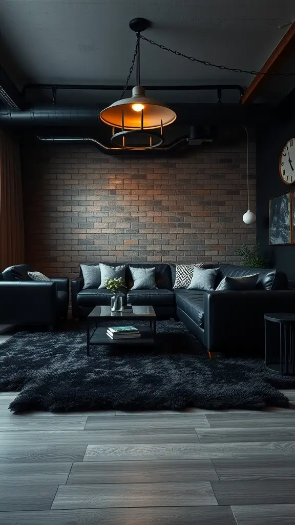 Lounge room decor inspired by Gotham City.