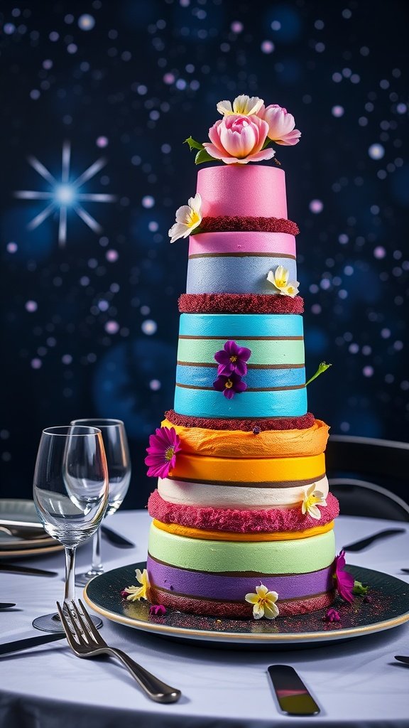 A colorful and layered mousse dessert inspired by Alderaanian cuisine.