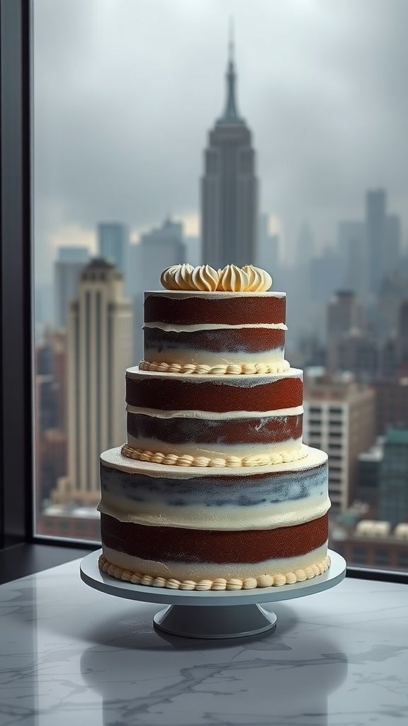 A beautifully layered espresso cake with cream cheese frosting.