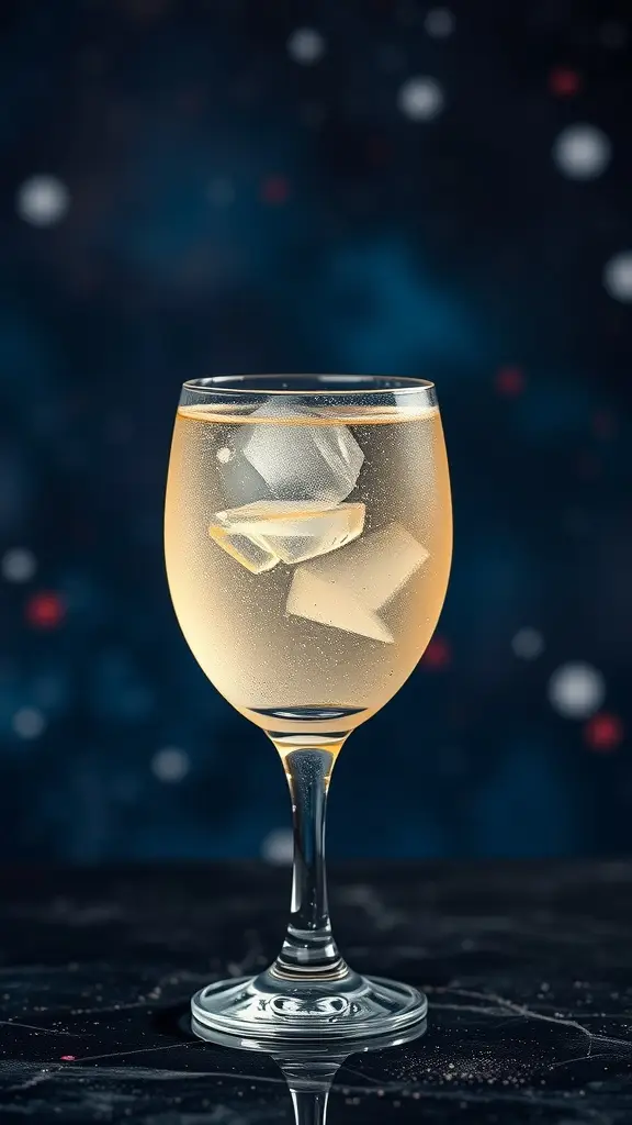 A refreshing gin fizz cocktail with ice, garnished with fresh mint.