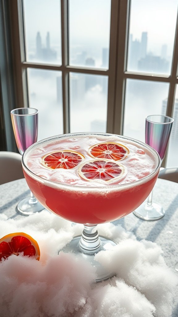 A refreshing cocktail with orange slices and mint leaves, served in glasses.