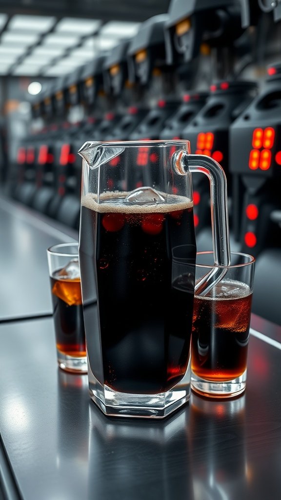 A refreshing droid oil cooler cocktail in a pitcher and glasses.