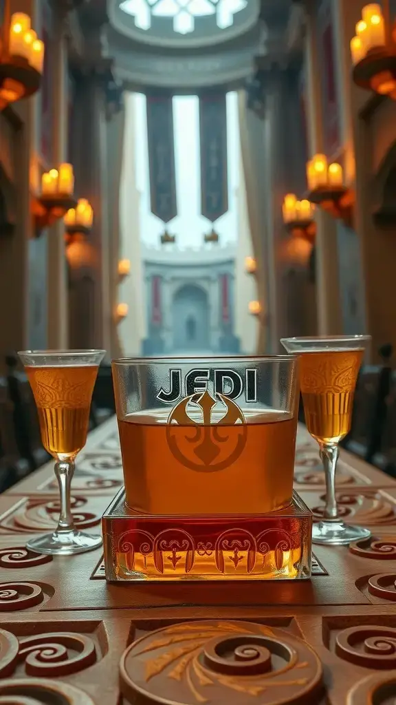 A vibrant and refreshing drink, reminiscent of a Jedi-inspired tea blend.