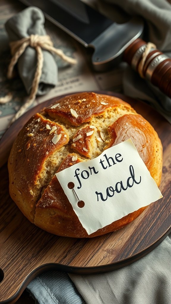 Rustic Lemon & Almond Tea Loaf with a note for the road