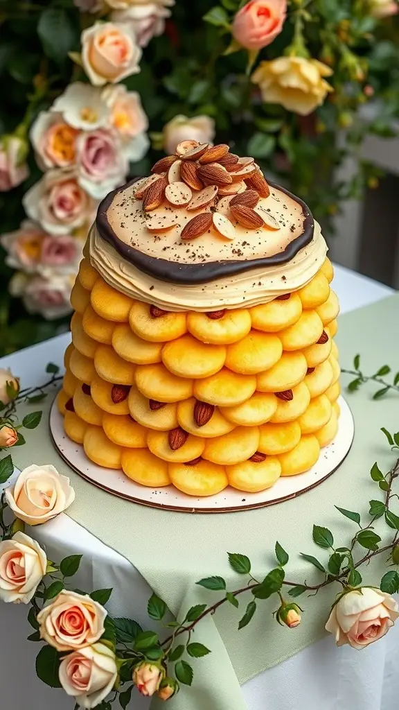 Highgarden Beehive Cake with lemon-honey layers decorated with flowers