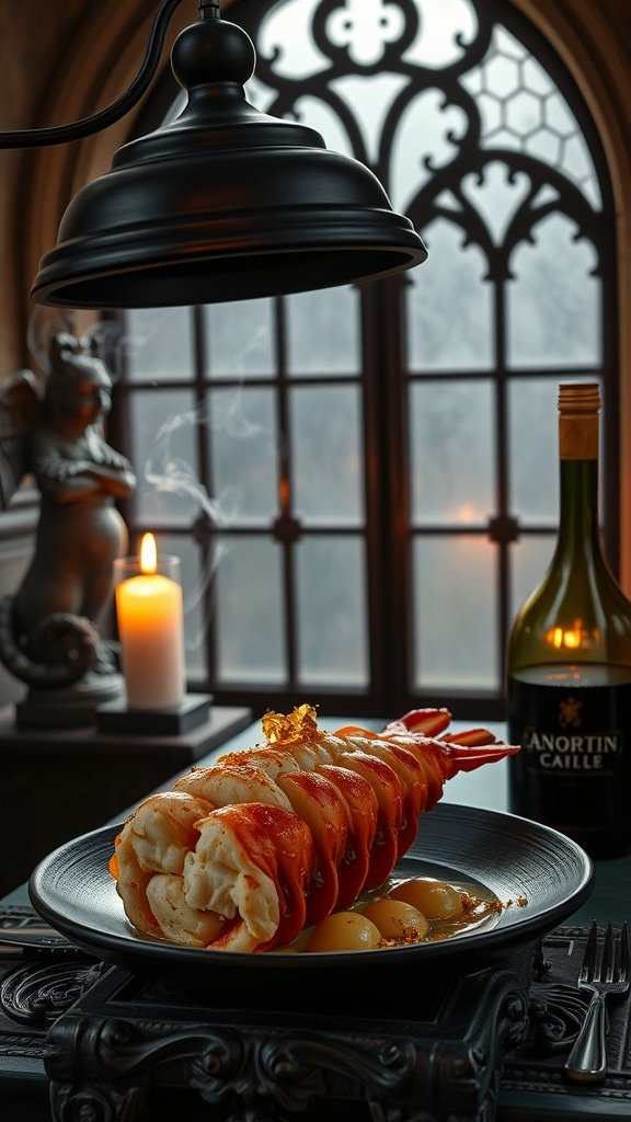 Elegant presentation of smoke-kissed lobster with a hint of smokiness and luxurious flavor.