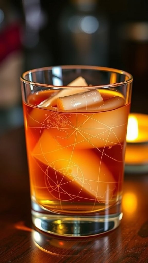 A refreshing Outer Rim Old Fashioned cocktail garnished with an orange twist.