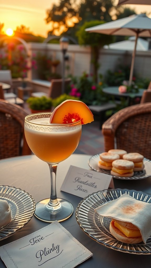 A refreshing Prohibition Peach cocktail garnished with a peach slice.