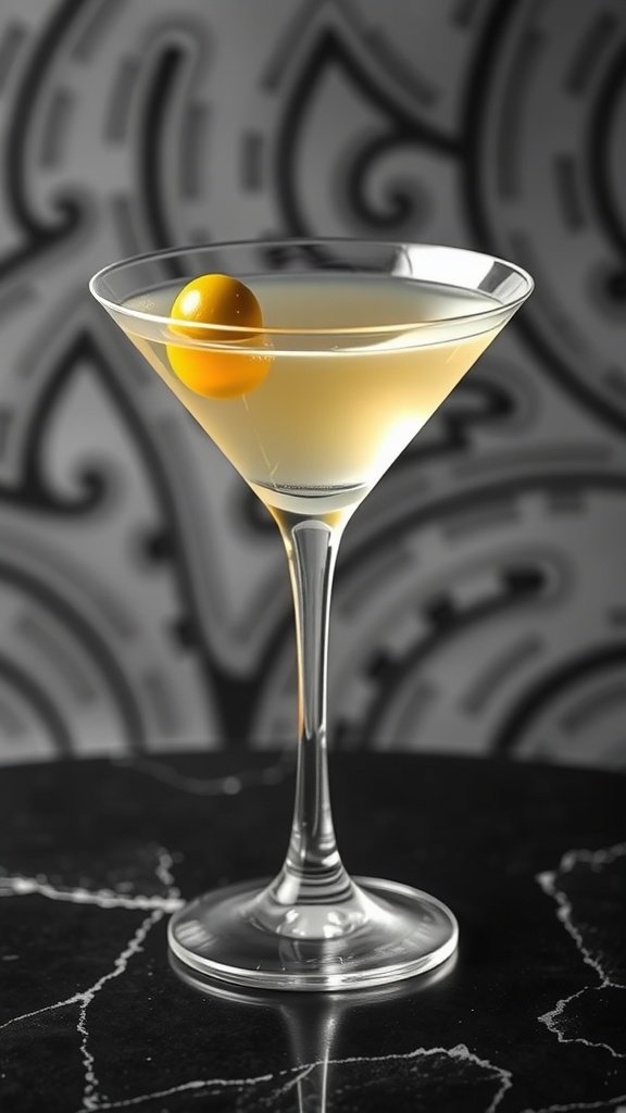 Classic martini with an olive