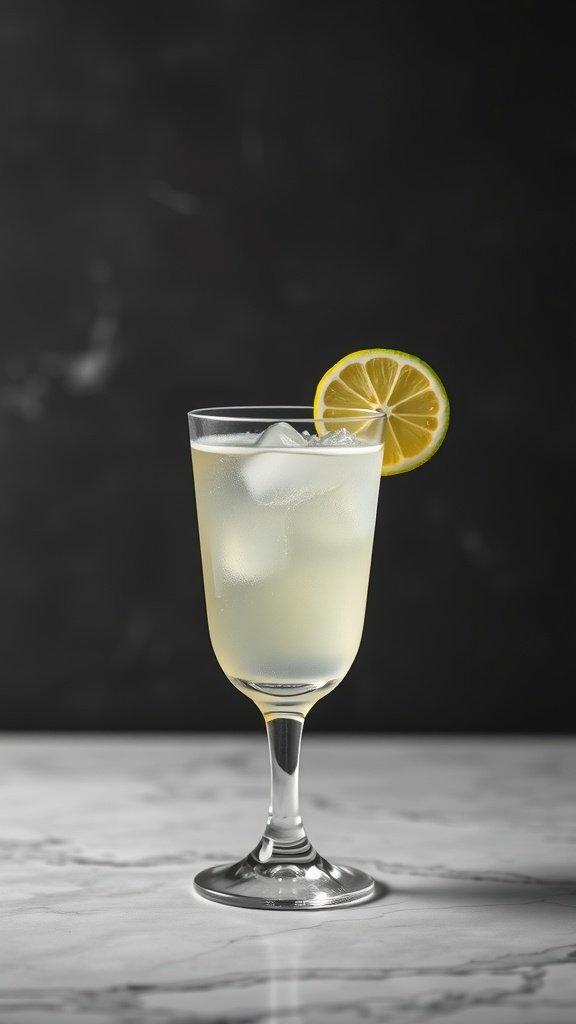 A refreshing Gimlet cocktail served in a glass with a lime wheel garnish.