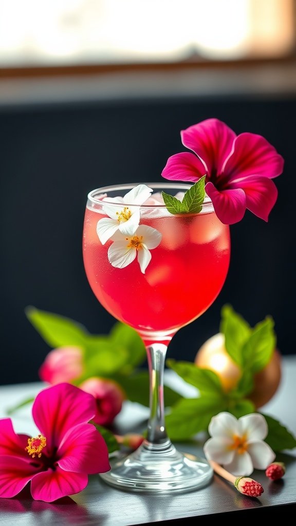 A vibrant Hibiscus Daiquiri garnished with fresh mint leaves.