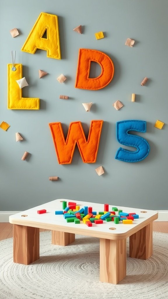 Small children's table with building blocks 