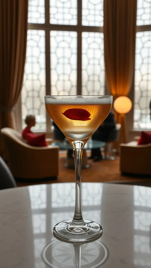 A beautifully crafted cocktail in a stylish glass, showcasing the elegance of nightlife.