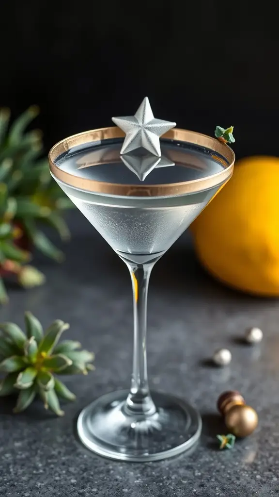 A Millennium Falcon Martini garnished with a star-shaped decoration