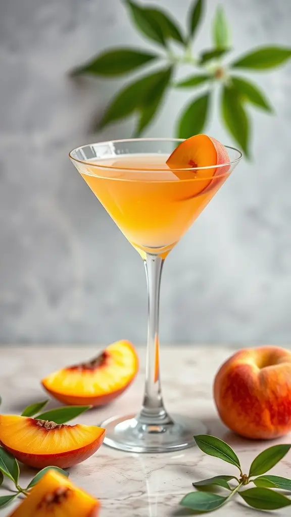 Podracer Peach Martini with fresh peach slices