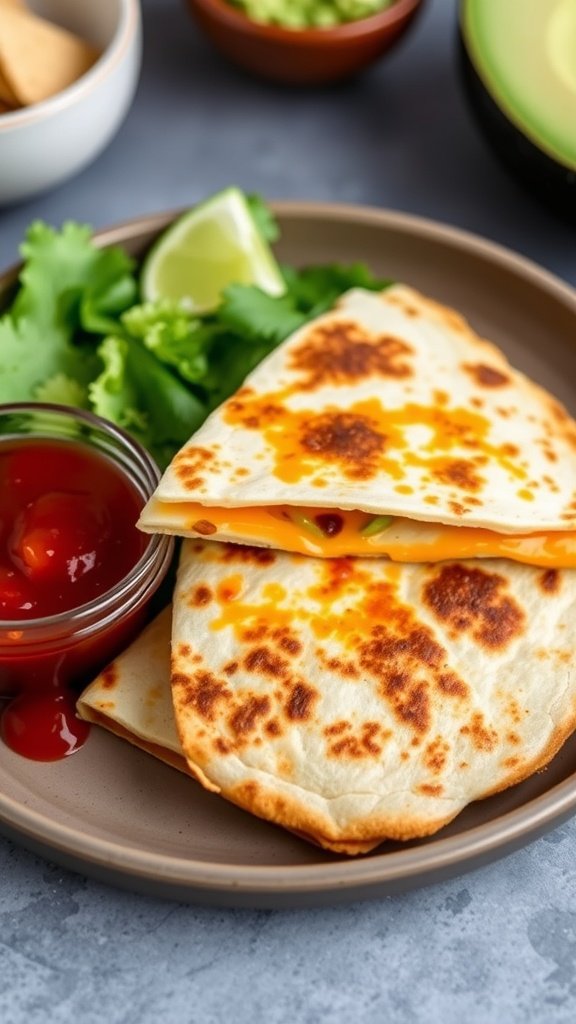 Clone Trooper Cheese Quesadillas served with salsa