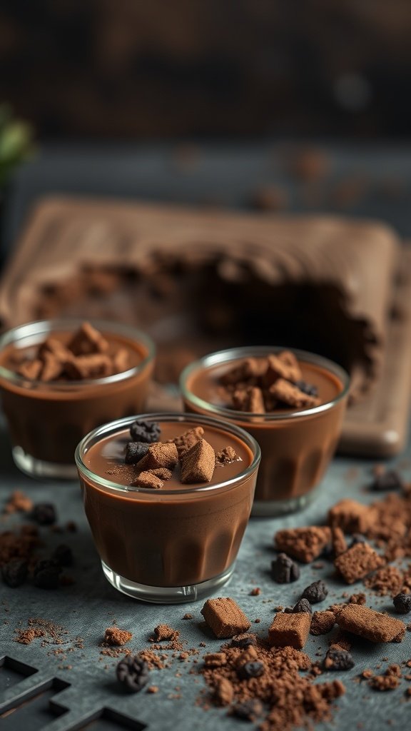 Delicious chocolate pudding topped with crushed cookies, inspired by Star Wars.
