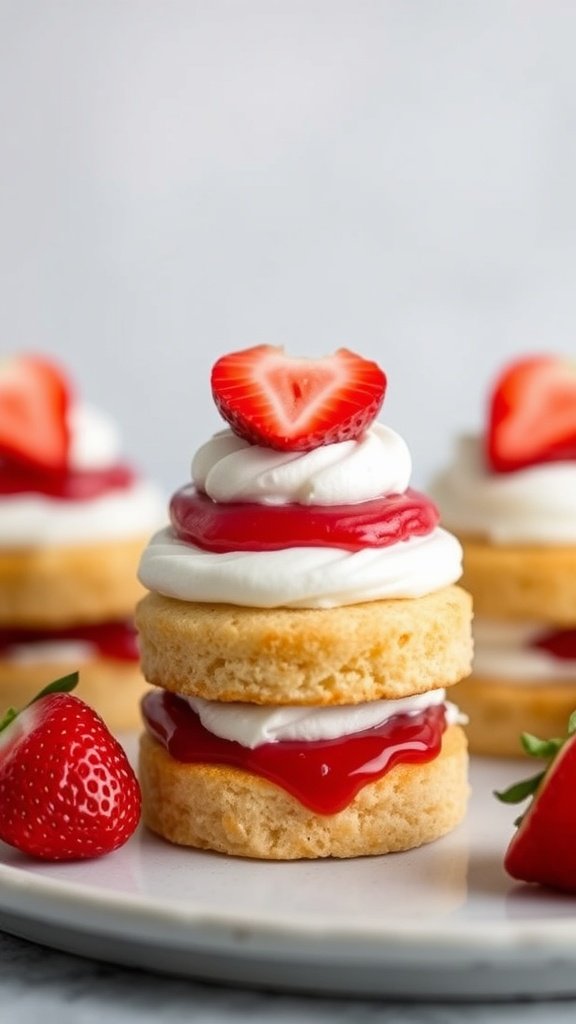 A beautifully arranged High Tea Tower featuring a Classic Victoria Sponge Cake with Jam and Cream, alongside other delightful pastries.
