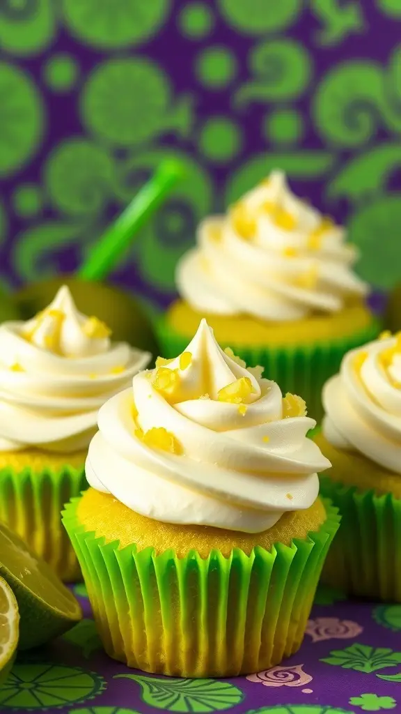 Colorful Key Lime Cupcakes with creamy frosting