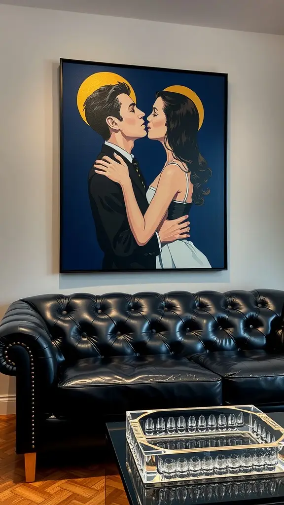 A silhouette of a couple kissing, with golden halos, against a dark background.