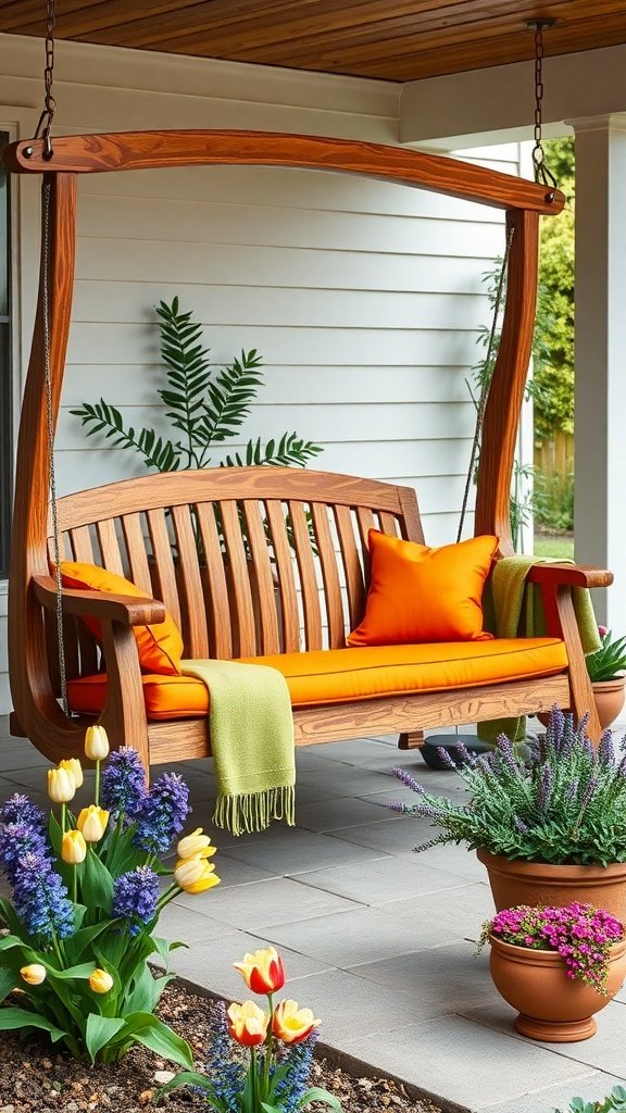 wooden porch swing 
