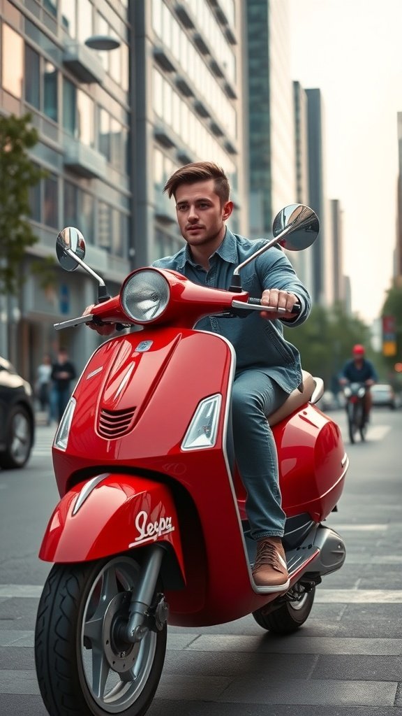 A busy city street filled with colorful Vespa scooters, showcasing their popularity and cultural significance.