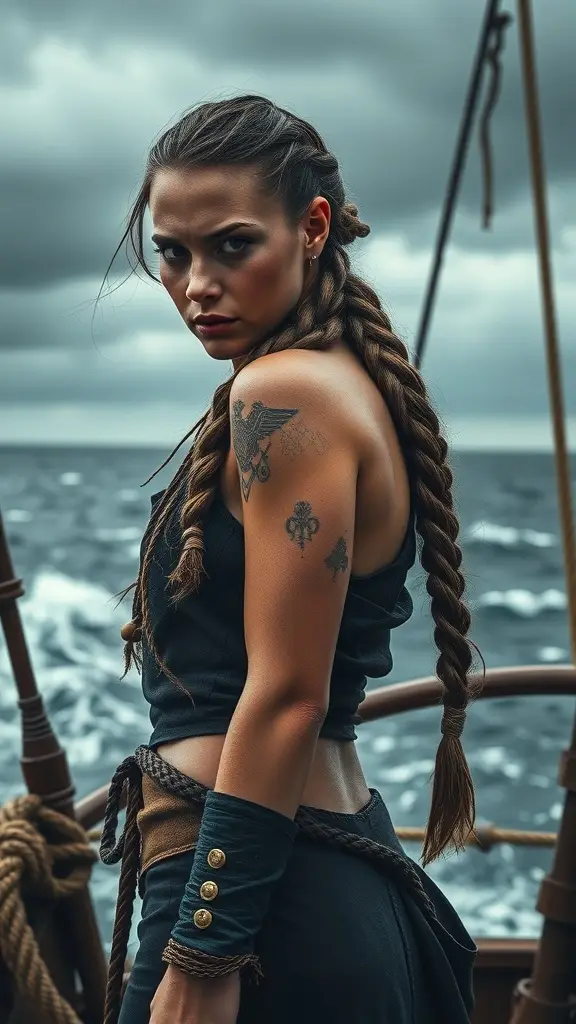 A female sailor wearing a Game Of Thrones inspired hairstyle.
