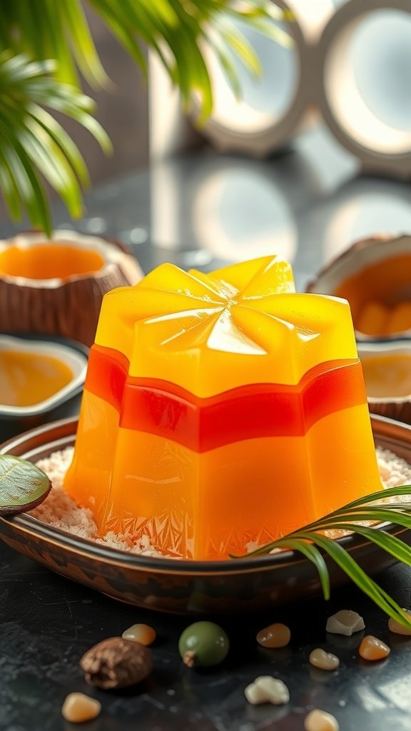 Colorful Jellyfruit dessert in a tropical setting