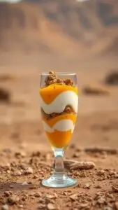 A glass of Mango Yogurt Parfait on Tatooine.
