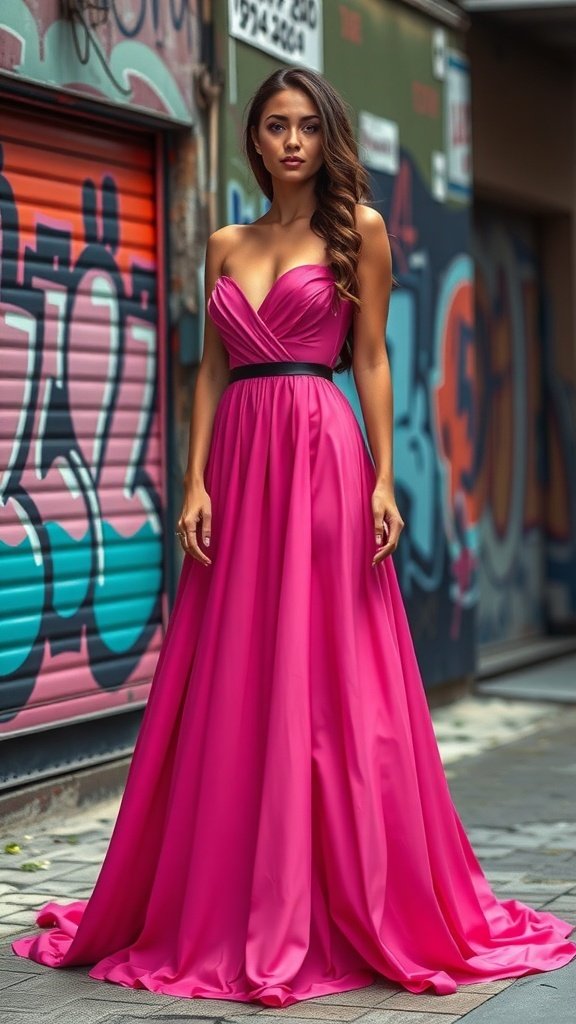 A vintage-inspired gown displayed on a mannequin in a cozy, warmly lit room.