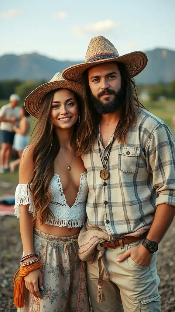 A diverse group of people showcasing different styles in a lively setting, embodying the spirit of Moto Boho Dressing.