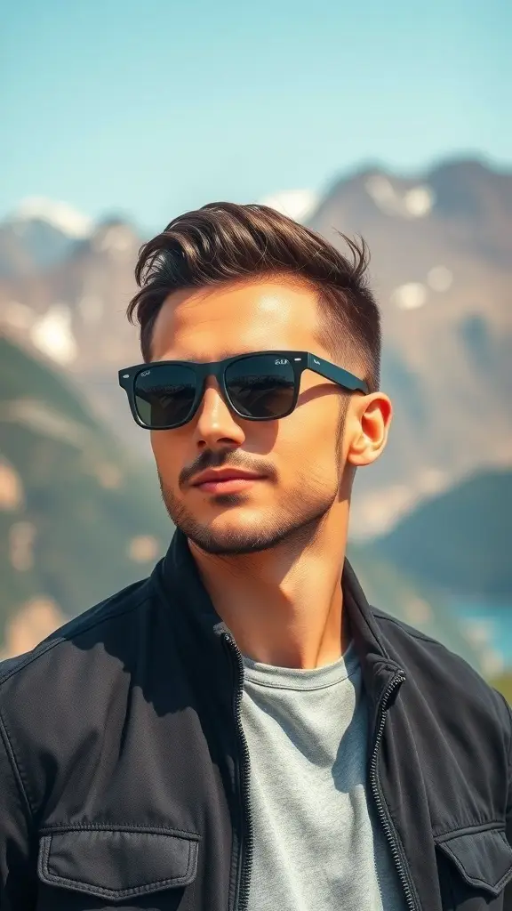A timeline showing the evolution of sunglasses from the 1960s to now, featuring different styles.
