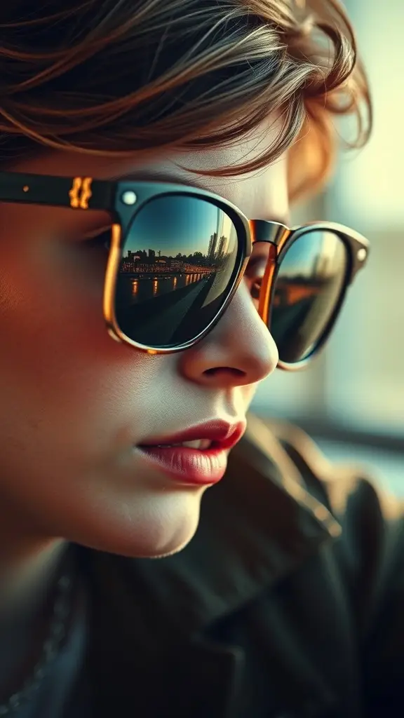 Close-up of vintage 60's sunglasses resting on a rock with a blurred background