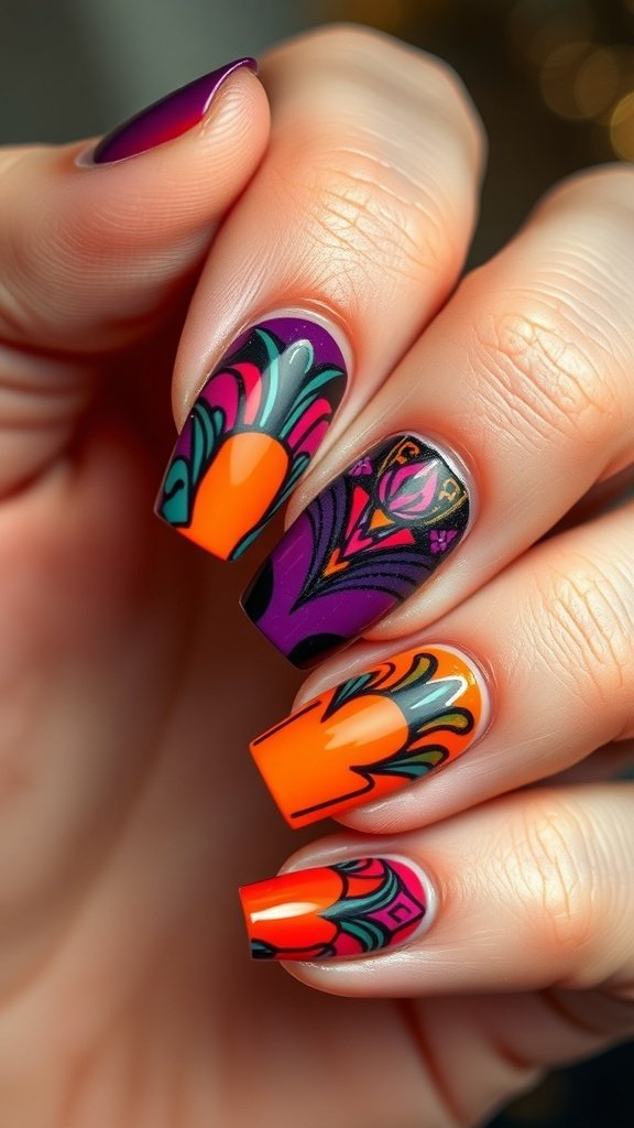 An arrangement of roses in vibrant colors, showcasing bold hues typical of Art Deco design.