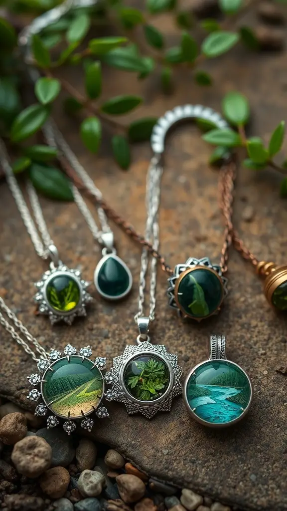 Nature-inspired jewelry featuring green and blue elements, reflecting the beauty of the Riverlands.
