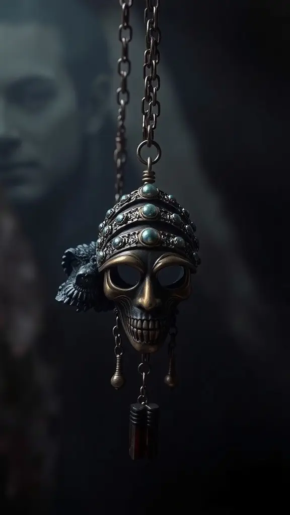 A mysterious mask representing the Faceless Men from Game of Thrones, featuring intricate details and dark fabric.