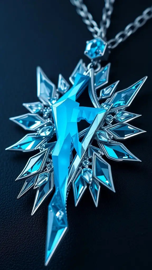 A jewelry piece inspired by the Night King from Game of Thrones, featuring icy blue accents and sharp spikes.
