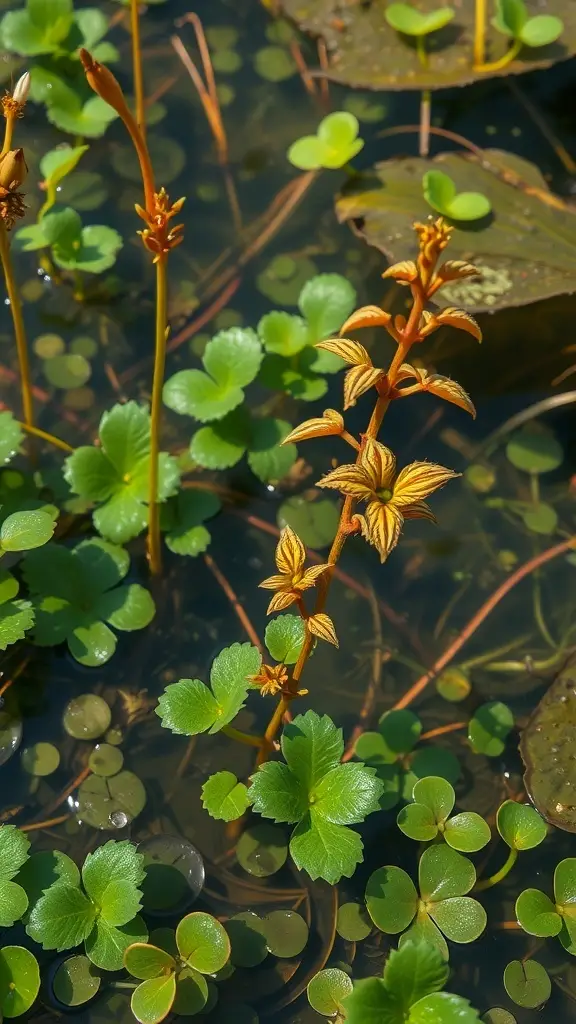 Aquatic plants in a natural swimming area