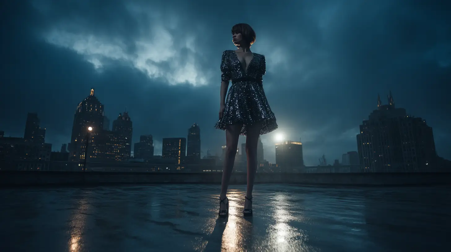 Shimmer In The Shadows: Gotham-Inspired Glitter Mini Dresses