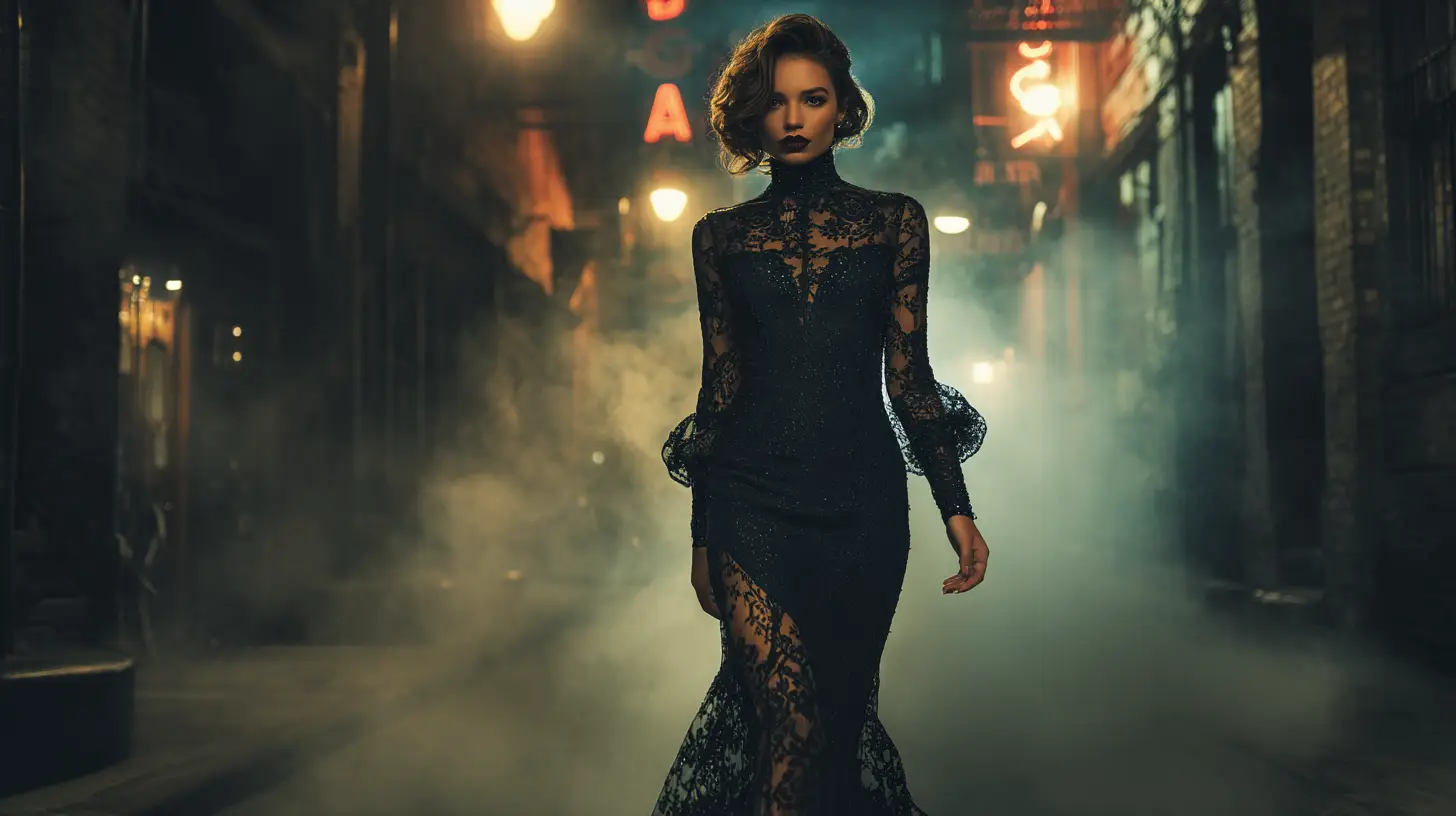 Whispers in the Shadows: Black Lace Dresses Inspired by Gotham