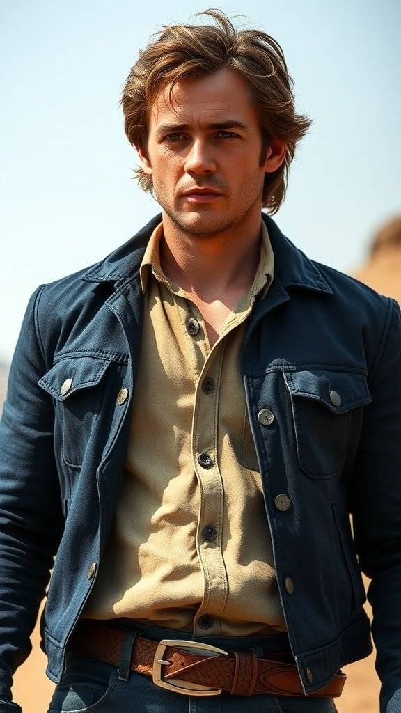 A man wearing a navy tailored blazer over a light shirt, embodying a stylish and casual look.