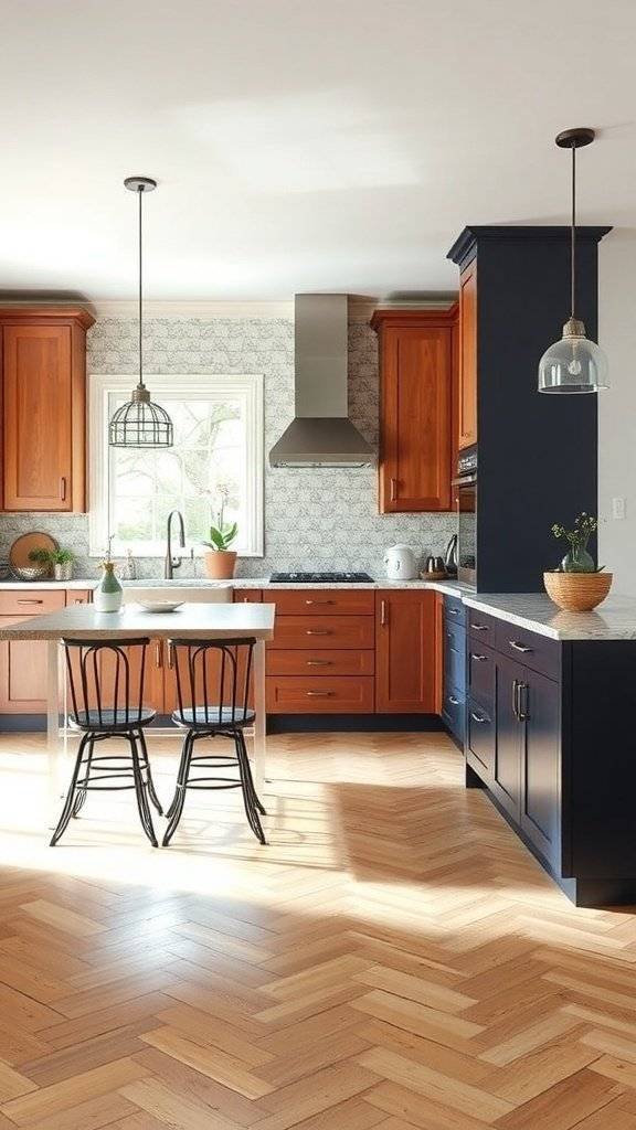 Kitchen cabinets chosen with contrast and cohesion.