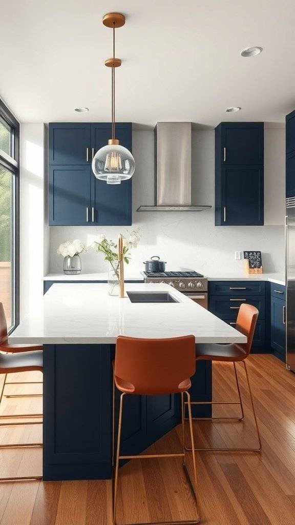 An image showing a transition from traditional wooden cabinets to modern two-toned cabinets.