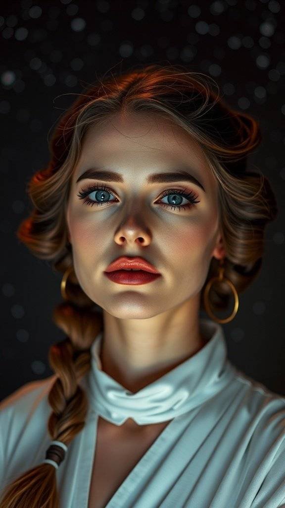 A close-up portrait of a woman with natural makeup, featuring glowing skin, soft lips, and bright eyes, embodying minimalist elegance.