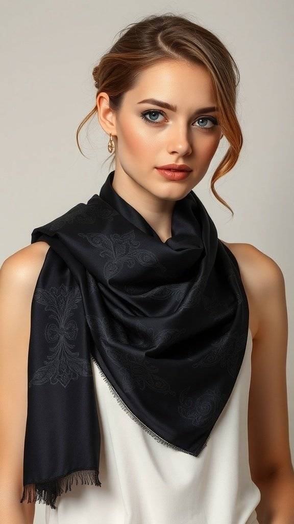 A close-up of dark silk fabric, showcasing its smooth texture and rich color.