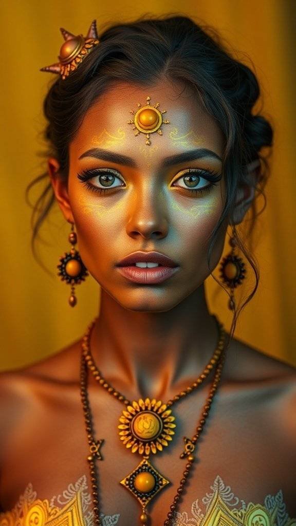 Illustration showing different face shapes with butter yellow makeup styles.