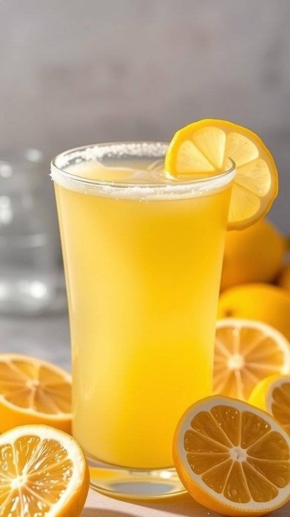 A refreshing Butter Yellow Lemon Drop cocktail garnished with a lemon slice