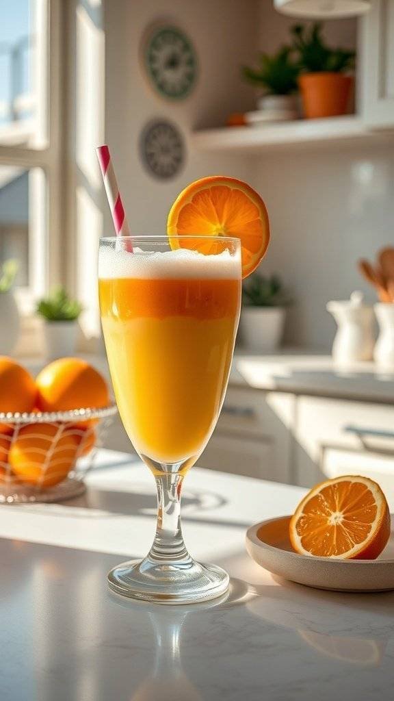 A refreshing Butter Yellow Creamsicle Cocktail with an orange slice garnish.