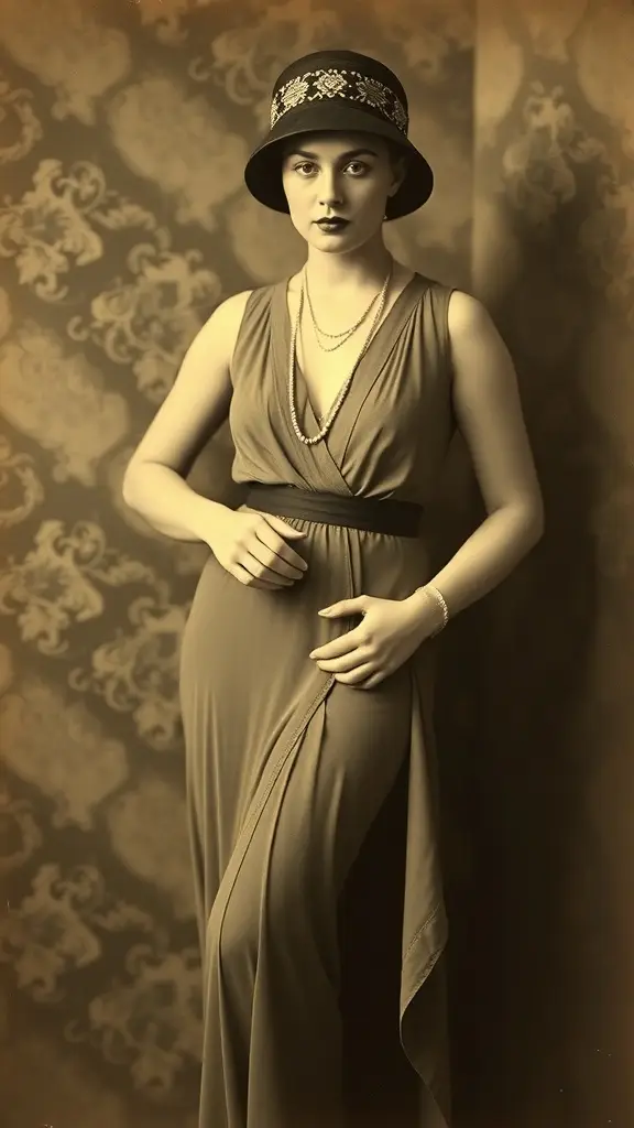 A vintage fashion scene from the 1920s featuring elegantly dressed individuals in a charming alleyway.