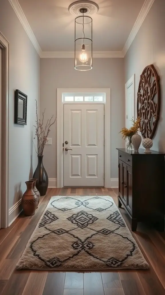 Luxurious area rug in a stylish home entryway